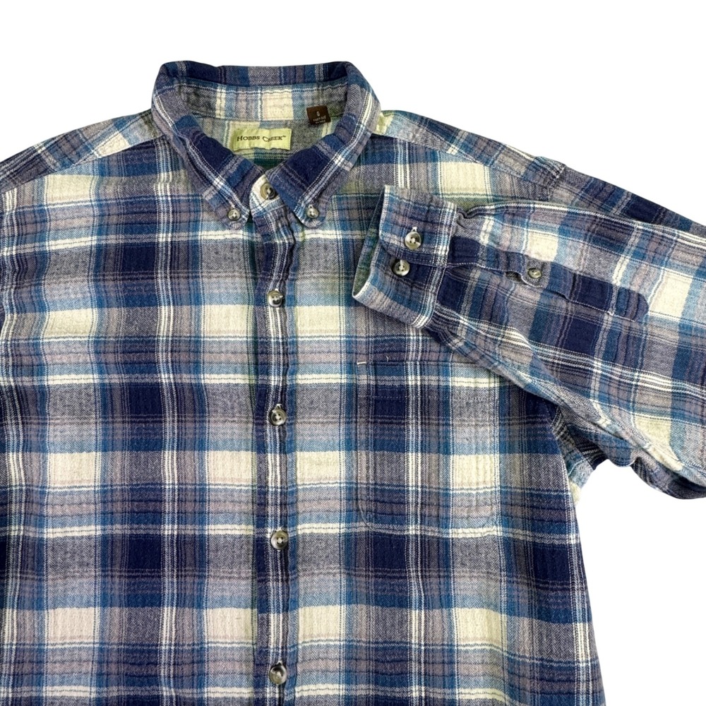 Hobbs Creek Plaid Flannel Shirt Blue Large Casual Americana Soft Grunge